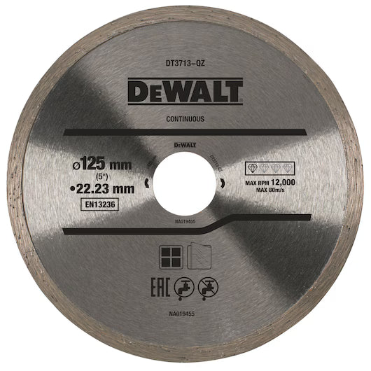 Disco Diamante Borde Continuo 125mm Corte Seco Cerámica Dewalt DT3713-QZ