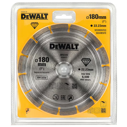 Disco Diamante Segmentado 180mm Corte Seco Materiales Construcción Dewalt DT3721-QZ