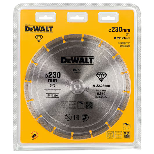 Disco Diamante Segmentado 230mm Corte Seco Materiales Construcción Dewalt DT3731-QZ