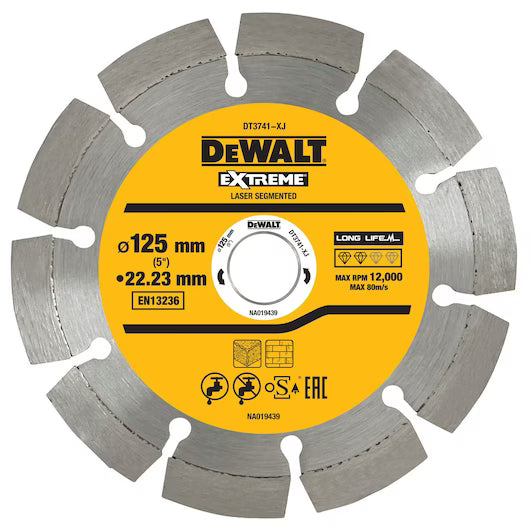 Disco Diamante Segmentado 125mm Materiales Construcción/Hormigón Dewalt DT3741-XJ