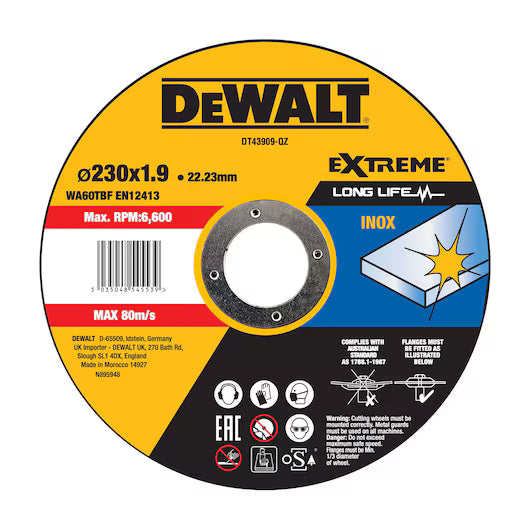 Disco Corte Plano INOX 230x1.9mm Thin Cut Dewalt DT43909-QZ
