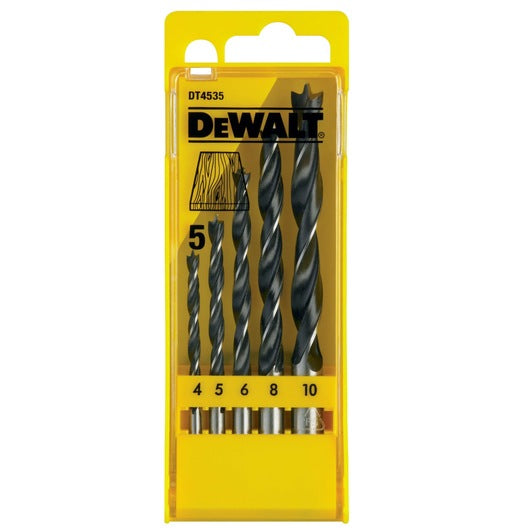 Juego 5 Brocas Estándar para Madera (4, 5, 6, 8, 10mm) Dewalt DT4535-QZ
