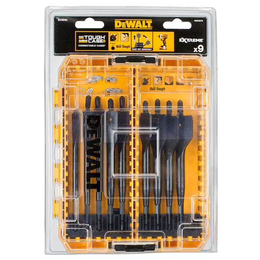Juego 9 Brocas de Pala para Madera 12-32mm (Tough Case) Dewalt DT70751-QZ