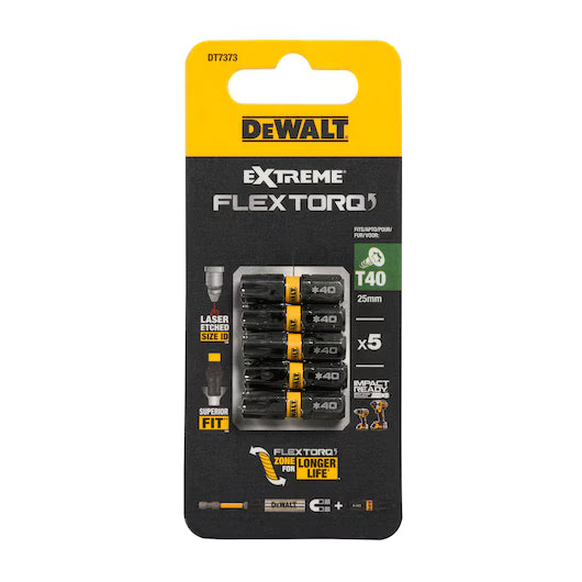 5 Puntas de Impacto 25mm T40 (No Torsión) Dewalt DT7373-QZ