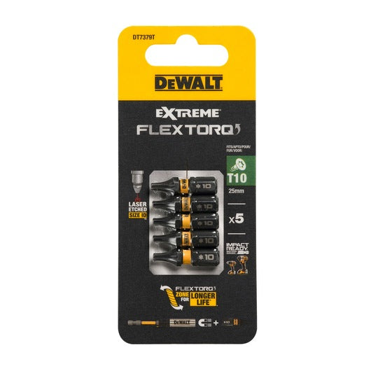 5 Puntas FLEXTORQ 25mm T30 Dewalt DT7384T-QZ