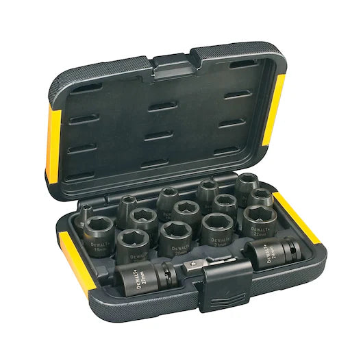 Juego 17 Llaves de Vaso (6-27mm y Adaptador 1/4" a 1/2") Dewalt DT7506-QZ
