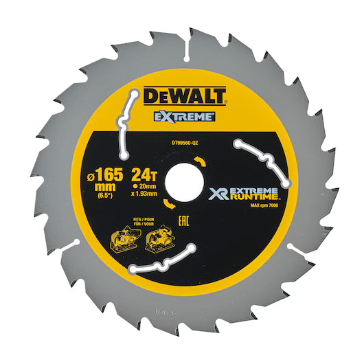 Hoja Sierra Circular Portátil XR EXTREME RUNTIME 165mm 24D Dewalt DT99560-QZ