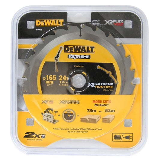 Hoja Sierra Circular Portátil XR EXTREME RUNTIME 165mm 24D Dewalt DT99560-QZ