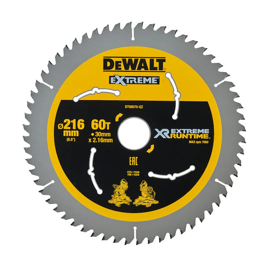 Hoja Sierra Circular XR EXTREME RUNTIME 216mm 60D Estacionaria Dewalt DT99570-QZ