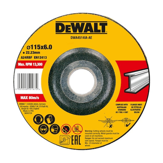 Disco Desbaste Cóncavo Metal 115x6mm Dewalt DWA4514IA-AE