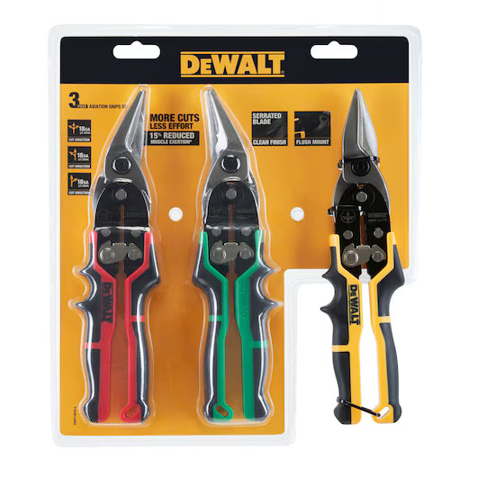 Set 3 Tijeras Corta Chapas Ergo (Recto, Izq, Der) Dewalt DWHT14676-0