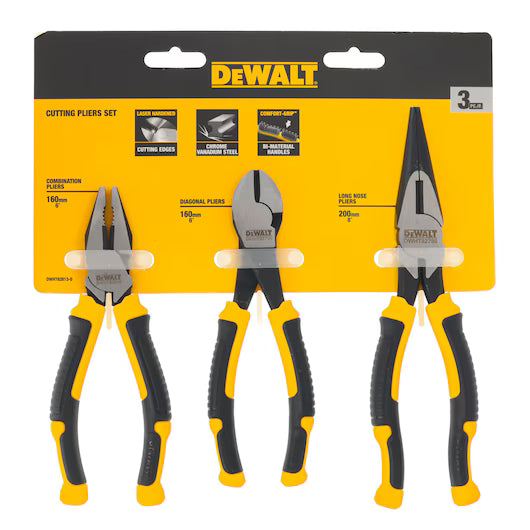 Set 3 Alicates LH (Diagonal 160, Bocas Largas 200, Universal 160) Dewalt DWHT82813-0
