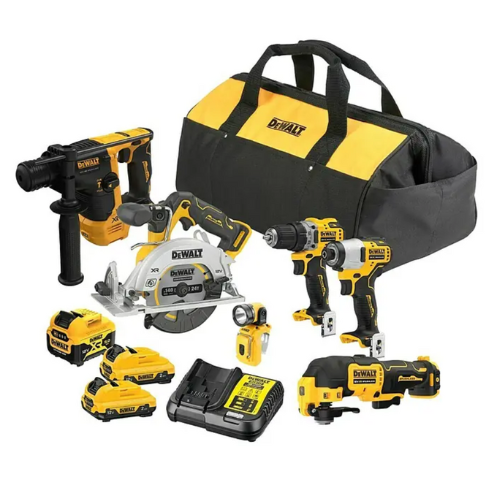 KIT 6 Herramientas XR 12V (DCH072, DCD701, DCF801, DCS512, DCS353, DCL510) 3 Baterías (2x 2Ah + 1x 5Ah) + Bolsa Dewalt DCK611P1D2-QW