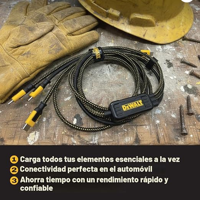 Dewalt cable de carga triple USB-C 100W 1,80M Keblar