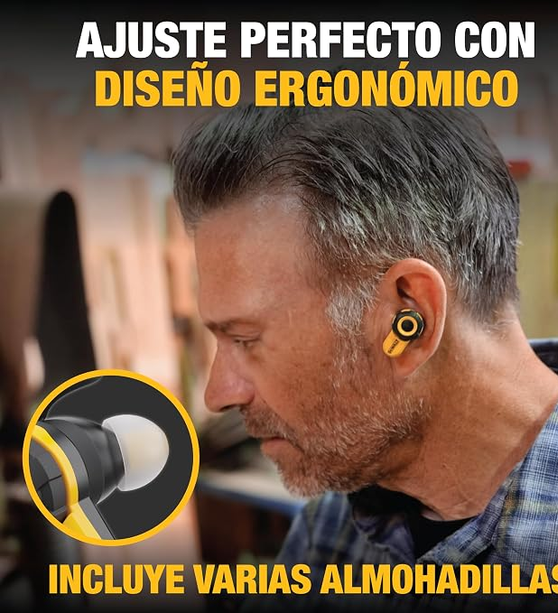 DEWALT Audífonos inalámbricos Jobsite Pro X2 ANC con Bluetooth para Trabajo Pesado, con cancelación Activa de Ruido, 10 h de autonomía (más de 40 h con Estuche), 4 Modos de ecualización, IP54