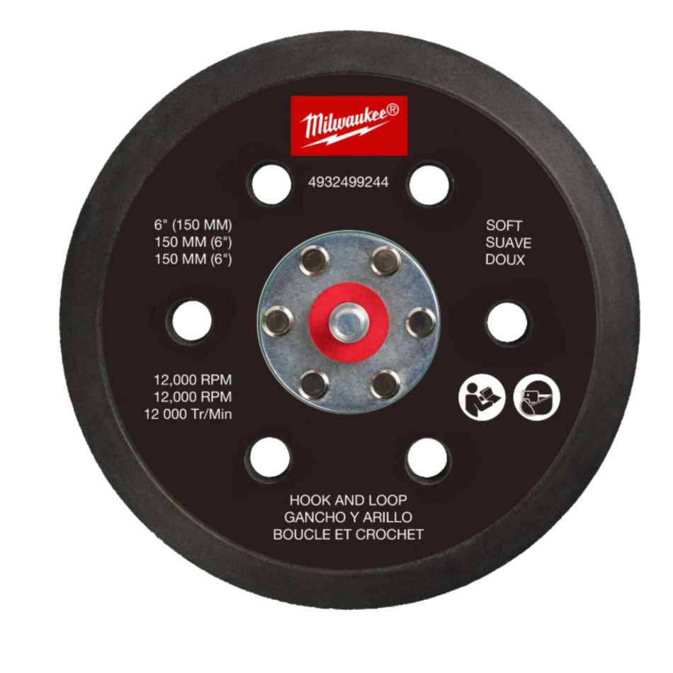 Plato para lijadora rotorbital 150mm Suave y Autoadherente Milwaukee FROSBPSH150