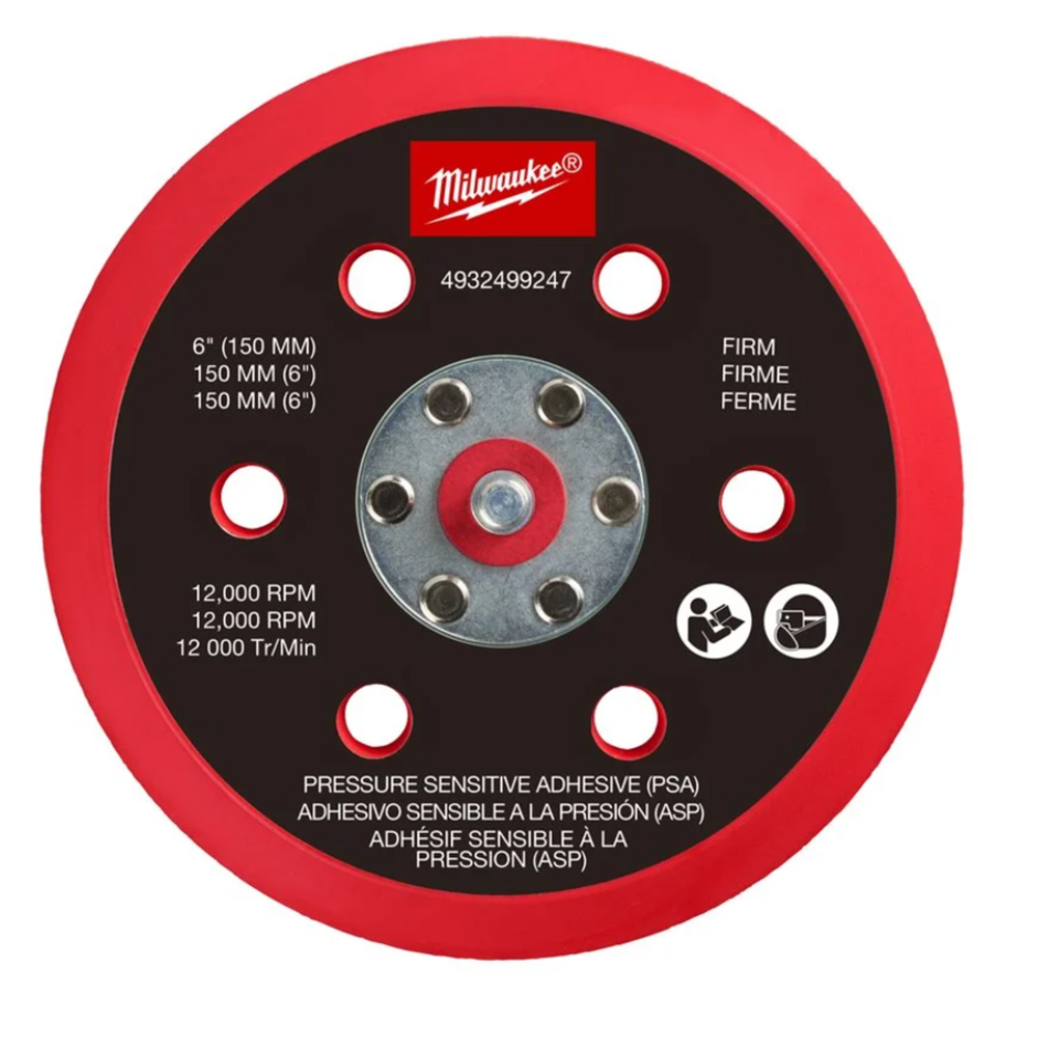 Plato para lijadora rotorbital 150mm Duro y PSA Milwaukee FROSBPHP150