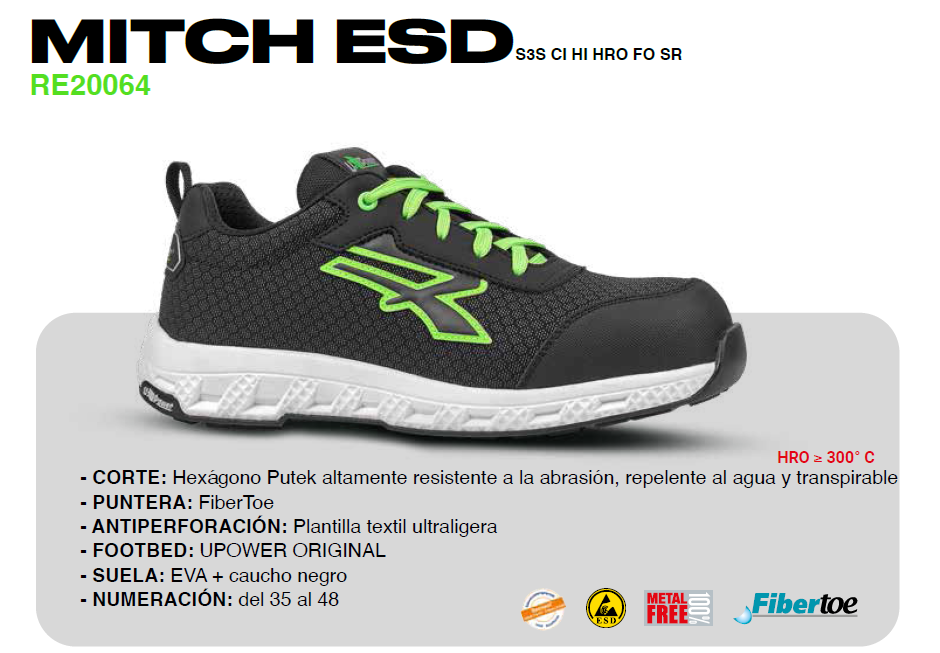 U POWER Zapato de seguridad modelo MITCH ESD - RE20064