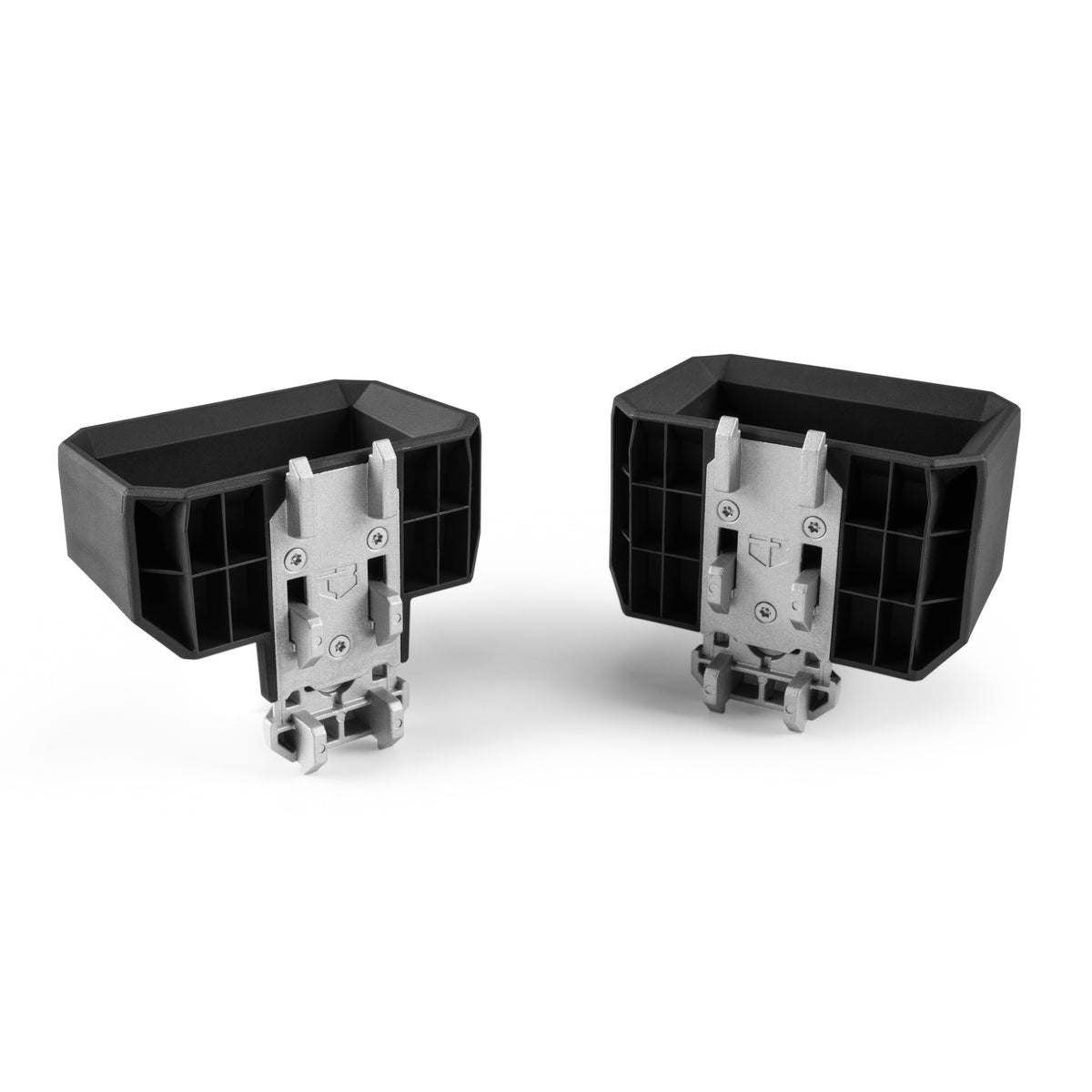 Detalle del sistema de fijación del soporte para niveles en módulos ToughBuilt