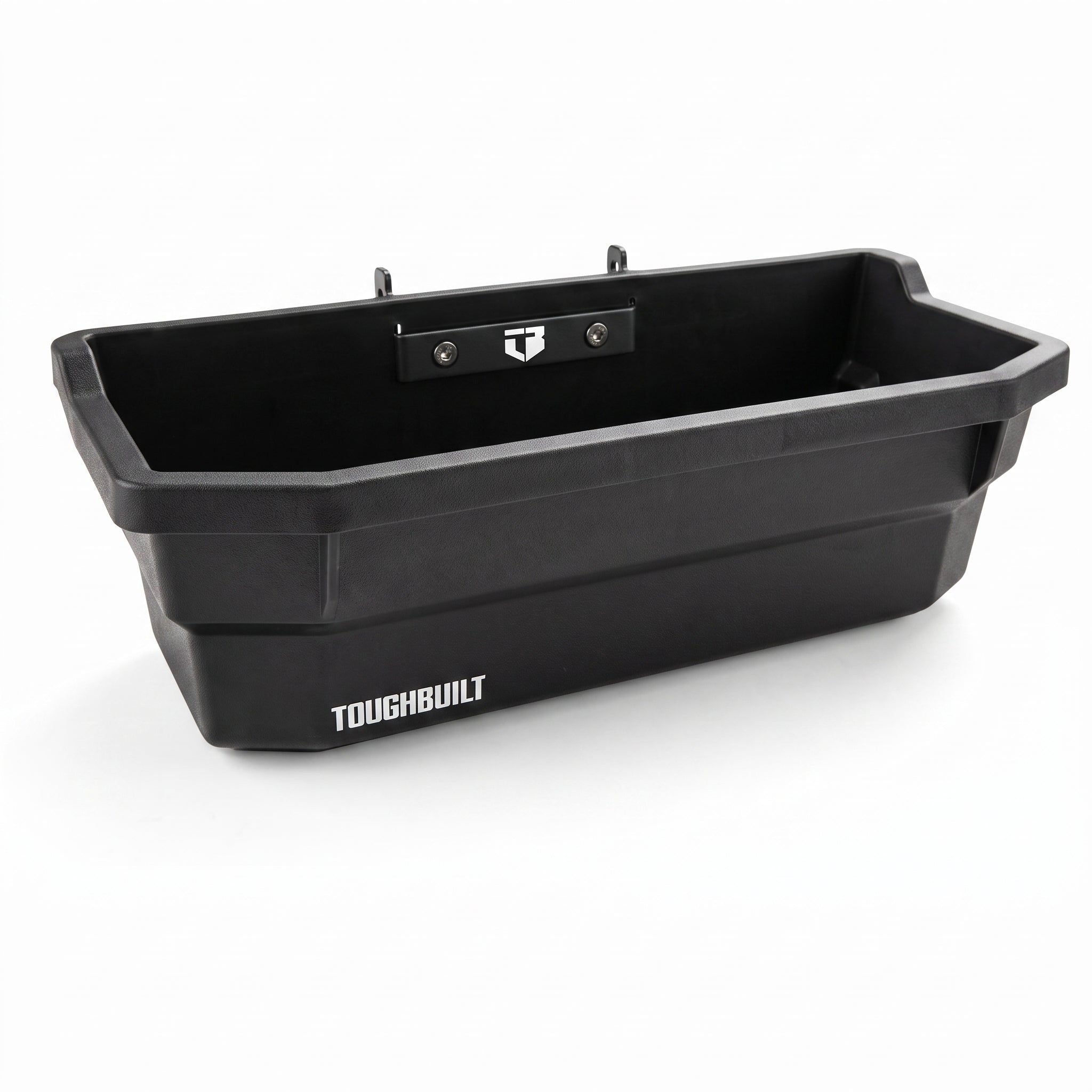 "Gaveta plástica organizadora ToughBuilt de 25cm para colgar en raíles modulares de pared."