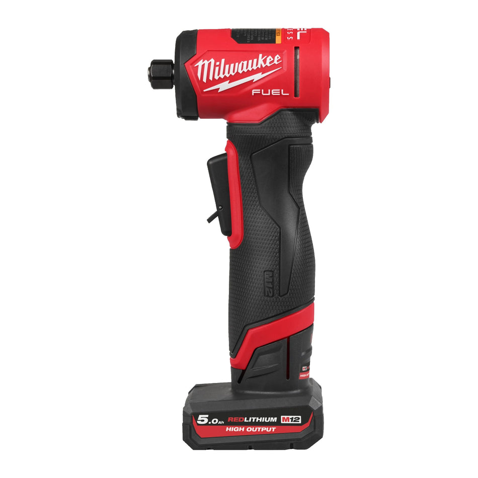 Amoladora recta angular M12 FUEL con Velocidad Variable con Batería 5.0Ah, Batería 2.5Ah, Cargador y Bolsa Milwaukee M12 FDGA2-522B