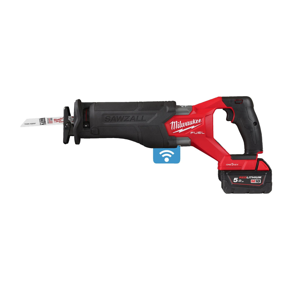 Sierra de sable SAWZALL M18 FUEL ONE-KEY con 2 Baterías 5.0Ah, Cargador Rápido y Maletín Milwaukee M18 ONEFSZ-502X
