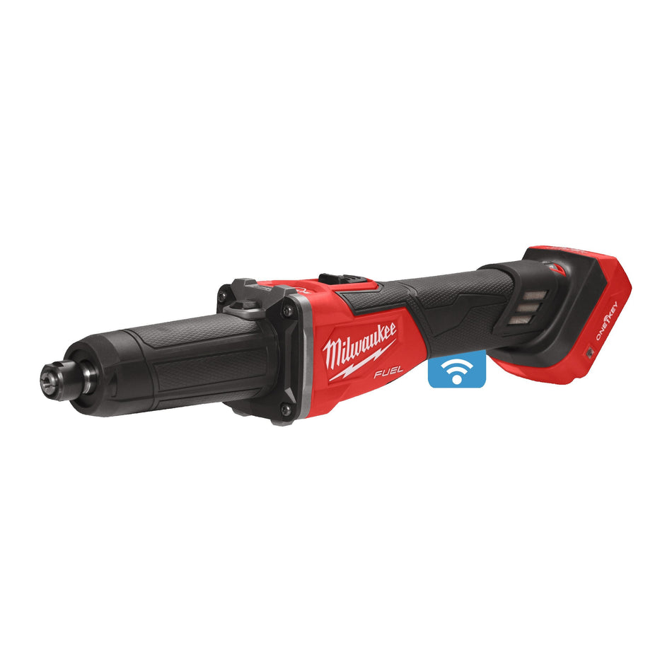 Amoladora recta M18 FUEL ONE-KEY con Velocidad Variable, Freno e Interruptor de botón con 2 Baterías 5.0Ah, Cargador y Maletín Milwaukee M18 FDGROVB-502X