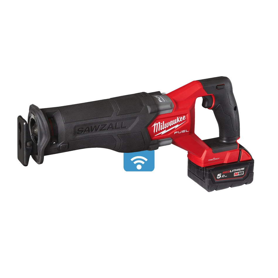 Sierra de sable SAWZALL M18 FUEL ONE-KEY con 2 Baterías 5.0Ah, Cargador Rápido y Maletín Milwaukee M18 ONEFSZ-502X