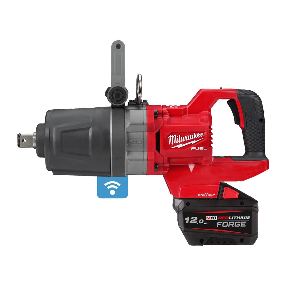 Llave de Impacto Alto Par 1″ M18 FUEL ONE-KEY D-Handle Eje Ext. con Batería FORGE 12.0 Ah, Cargador Rápido y Maletín Milwaukee M18 ONEFHIWF1DS-121C