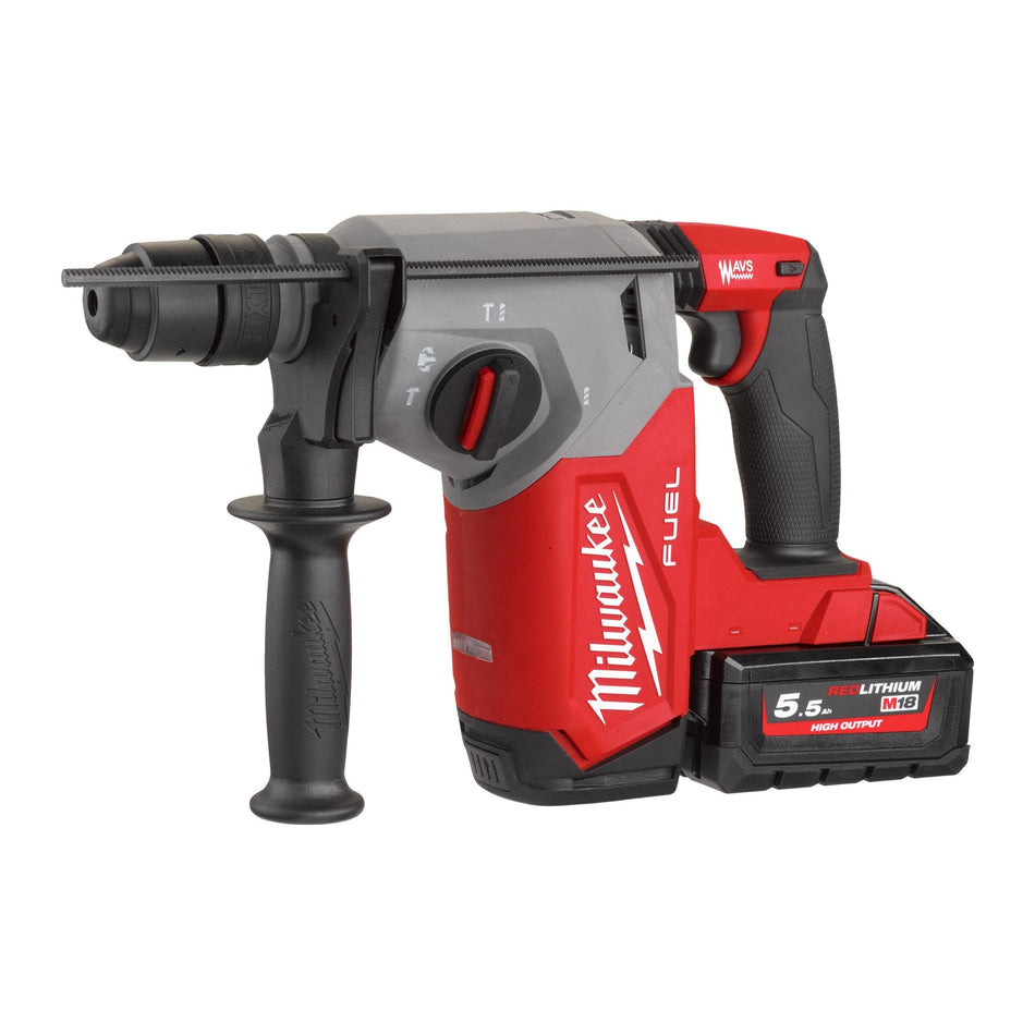 Martillo Combinado SDS-Plus 26mm M18 FUEL FIXTEC 2 Baterías 5.5Ah y Cargador con Maletín Milwaukee M18 FHX-552X
