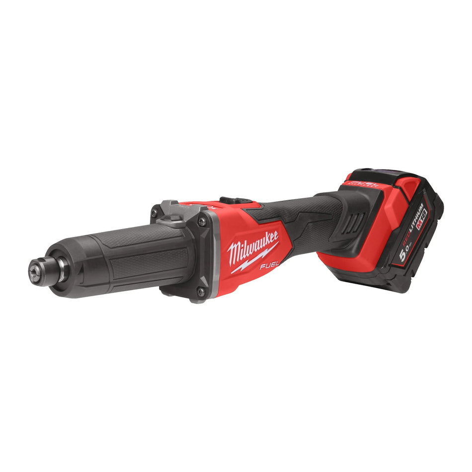 Amoladora recta M18 FUEL con Freno e Interruptor de botón con 2 Baterías 5.0Ah, Cargador y Maletín Milwaukee M18 FDGRB-502X