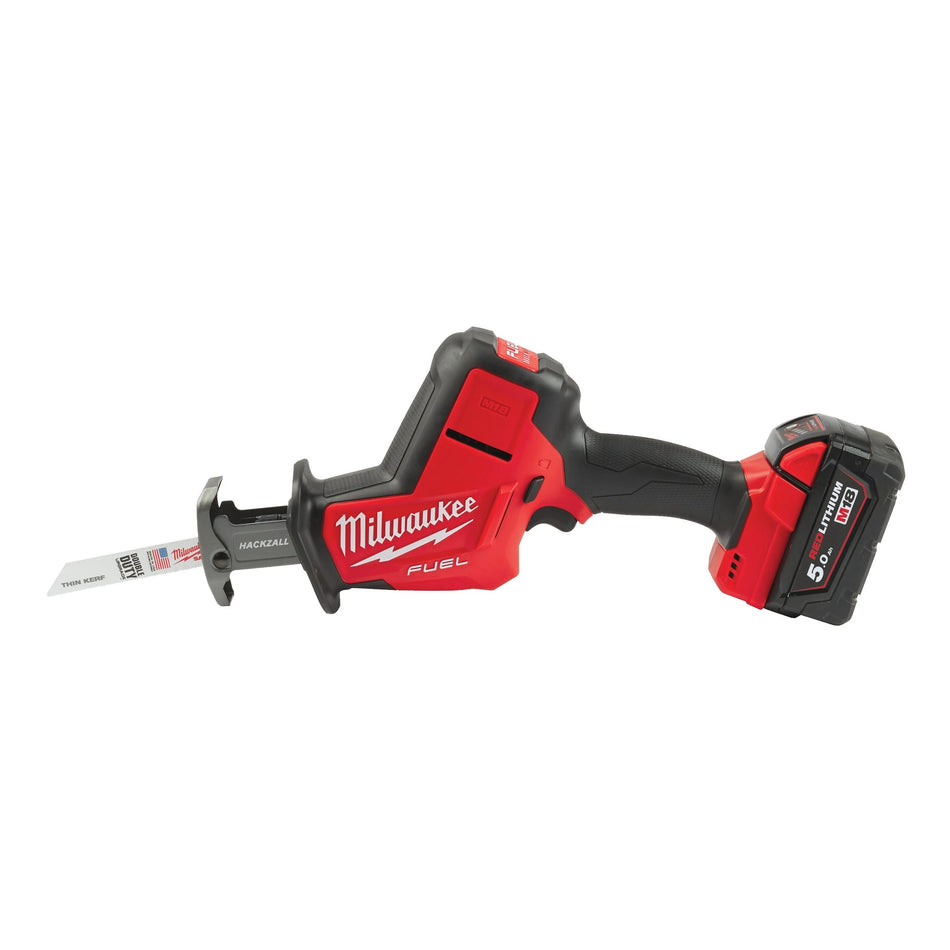 Sierra de sable compacta M18 FUEL HACKZALL con 2 Baterías 5.0Ah, Cargador Rápido y Maletín Milwaukee M18 FHZ-502X