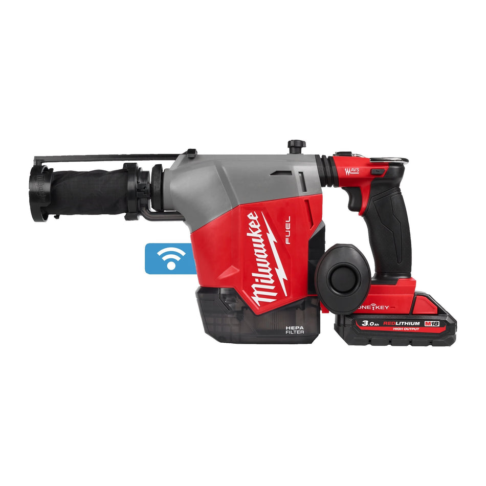 Martillo Perforador SDS-Plus 16mm M18 FUEL Extractor Integrado 2 Baterías 3.0Ah y Cargador con Maletín Milwaukee M18 FHAFOH16-302X