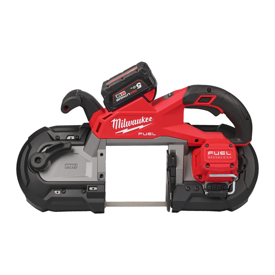 Sierra de banda 127mm M18 FUEL con 2 Baterías 5.0Ah, Cargador Rápido y Maletín Milwaukee M18 FBS127-502C