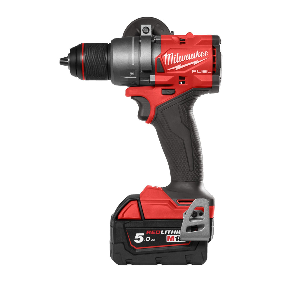 Taladro Atornillador M18 FUEL FDD3 con 2 Baterías 5.0 Ah, Cargador Rápido y Maletín Milwaukee M18 FDD3-502X