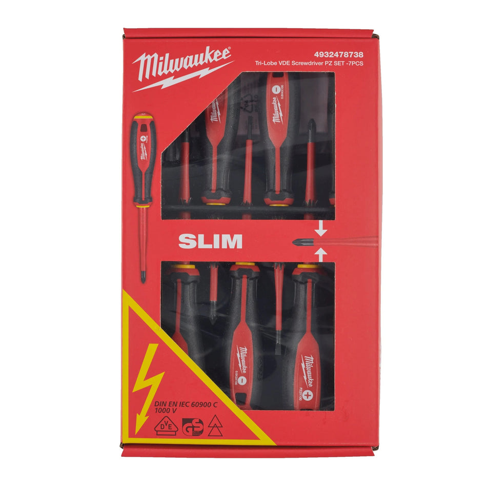 Juego De 7 Destornilladores Trilobe Vde Slim Milwaukee 4932478738