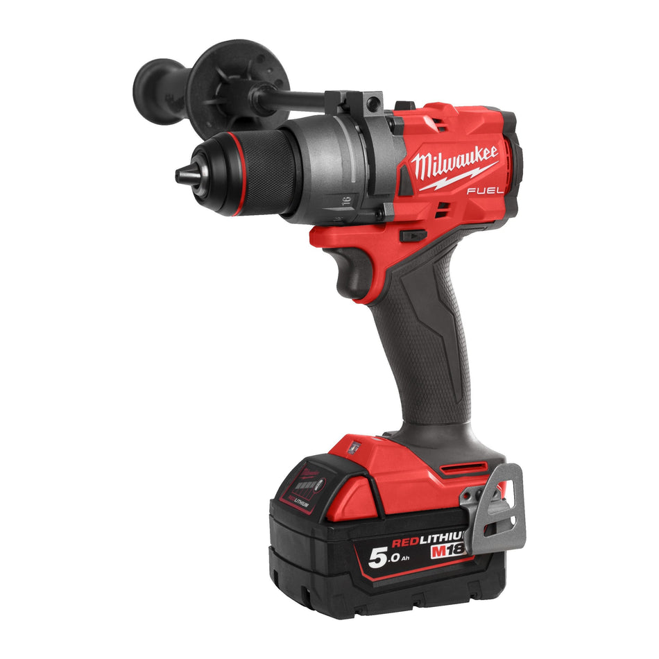 Taladro Atornillador M18 FUEL FDD3 con 2 Baterías 5.0 Ah, Cargador Rápido y Maletín Milwaukee M18 FDD3-502X