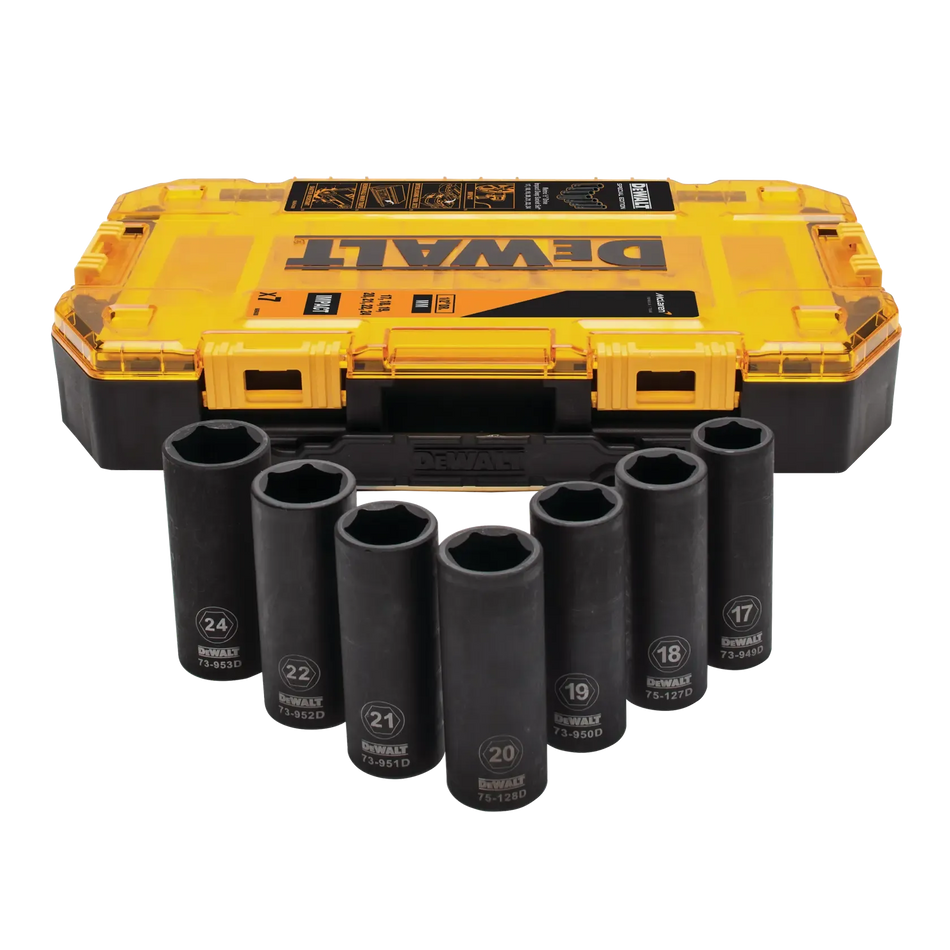 Set de Vasos de Impacto Largos 1/2" 7 mdidas DeWalt DT70905-QZ