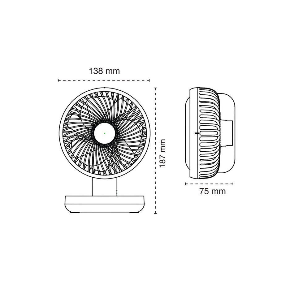 Ventilador de Mesa Portátil con Batería Recargable para Puestos de Trabajo Cristalrecord