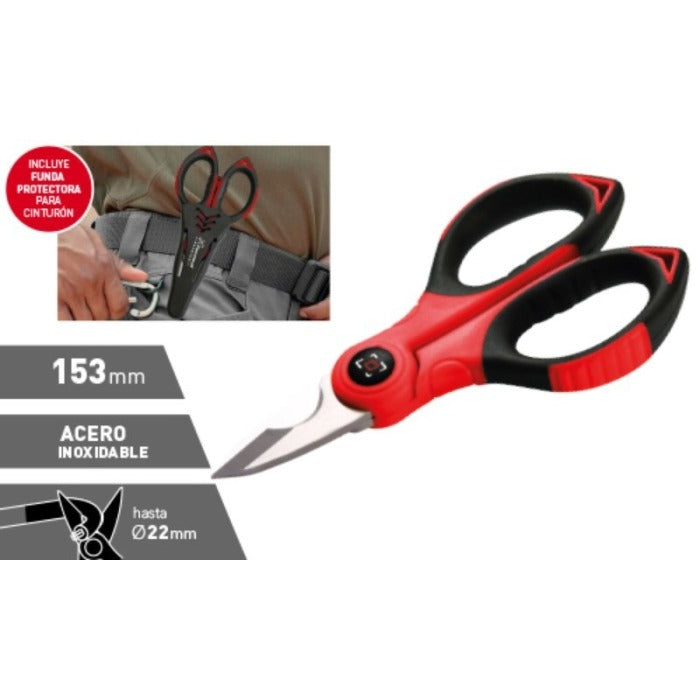 Tijera electricista 153mm Inoxidable con Funda Ferrotech