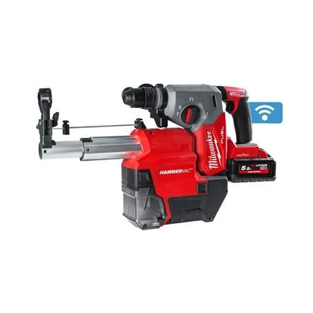 Martillo Combinado SDS-Plus 26mm M18 FUEL ONE-KEY con FIXTEC Extractor Polvo 2 Baterías 5.5Ah y Cargador Milwaukee M18 ONEFHXDEL-552C