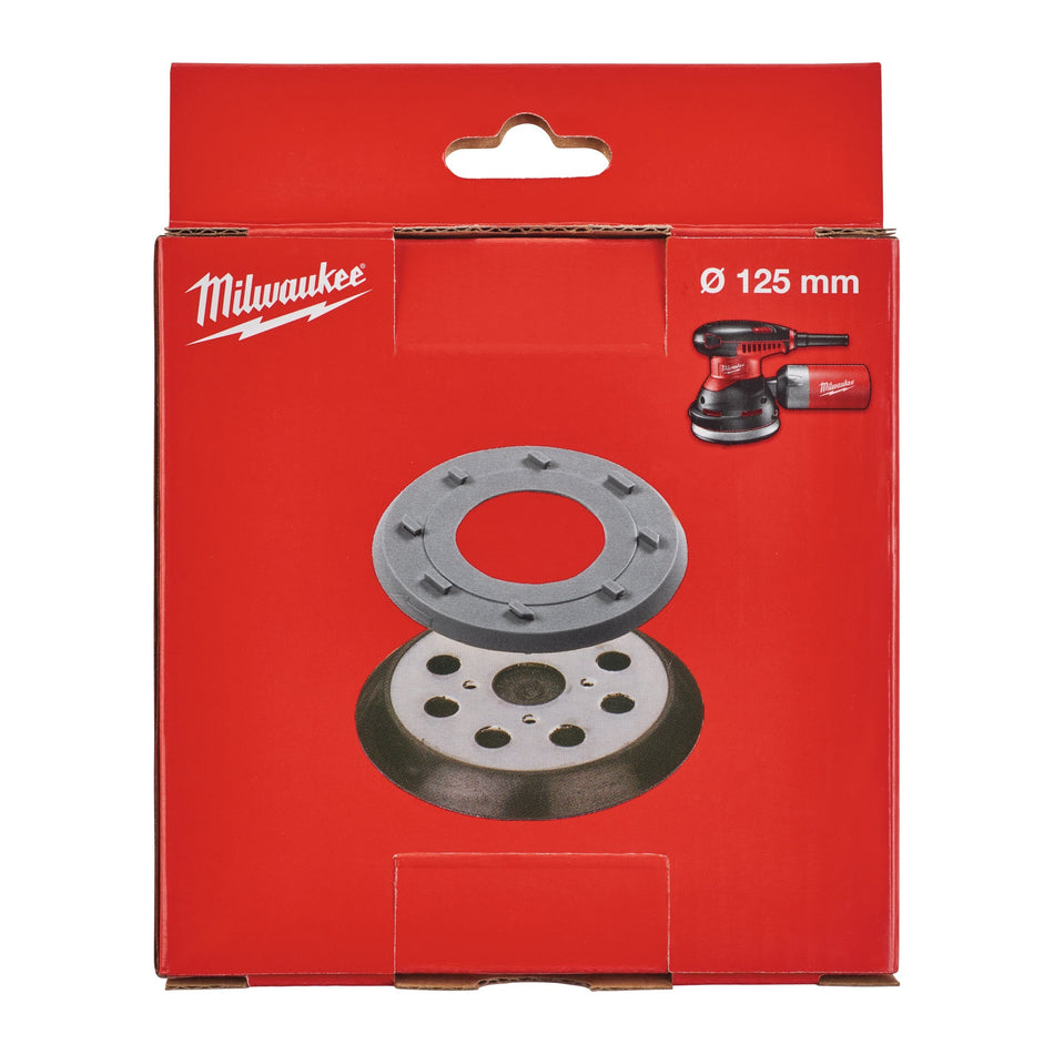 Plato soporte 125mm con 8 agujeros para lijadora rotorbital Milwaukee 4932430091
