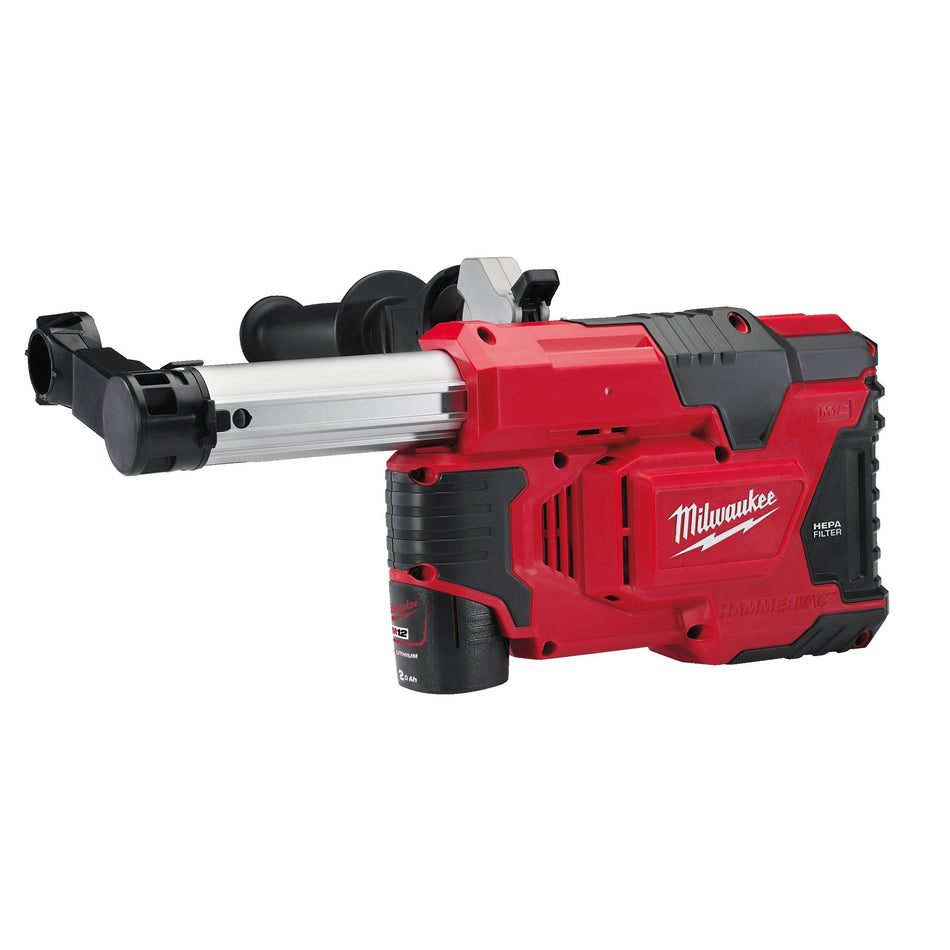 Aspirador Universal de Polvo para Martillos M12 con Batería 2.0Ah, Cargador y Maletín Milwaukee M12 DE-201X