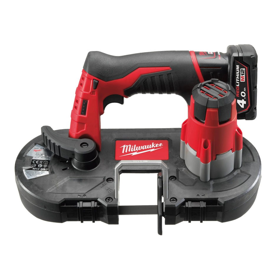 Sierra de banda subcompacta 41mm M12 con 2 Baterías 4.0Ah, Cargador y Maletín Milwaukee M12 BS-402C