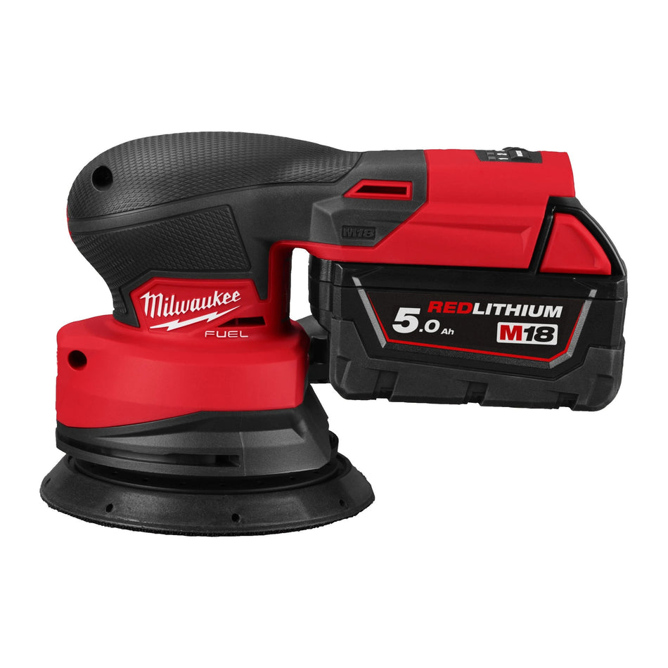 Lijadora rotorbital 125mm M18 FUEL con 2 Baterías 5.0Ah, Cargador Rápido y Maletín Milwaukee M18 FROS125-502X