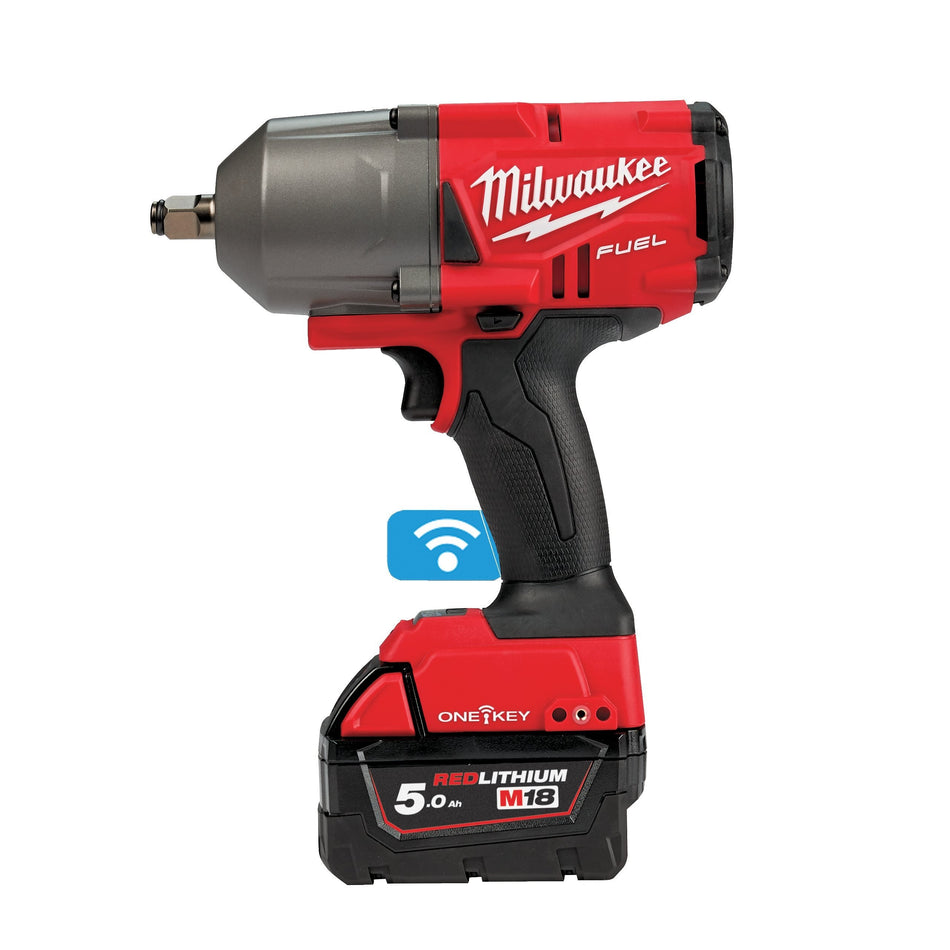 Llave de Impacto Alto Par 1/2 M18 FUEL ONE-KEY con 2 Baterías 5.0 Ah, Cargador Rápido y Maletín Milwaukee M18 ONEFHIWF12-502X
