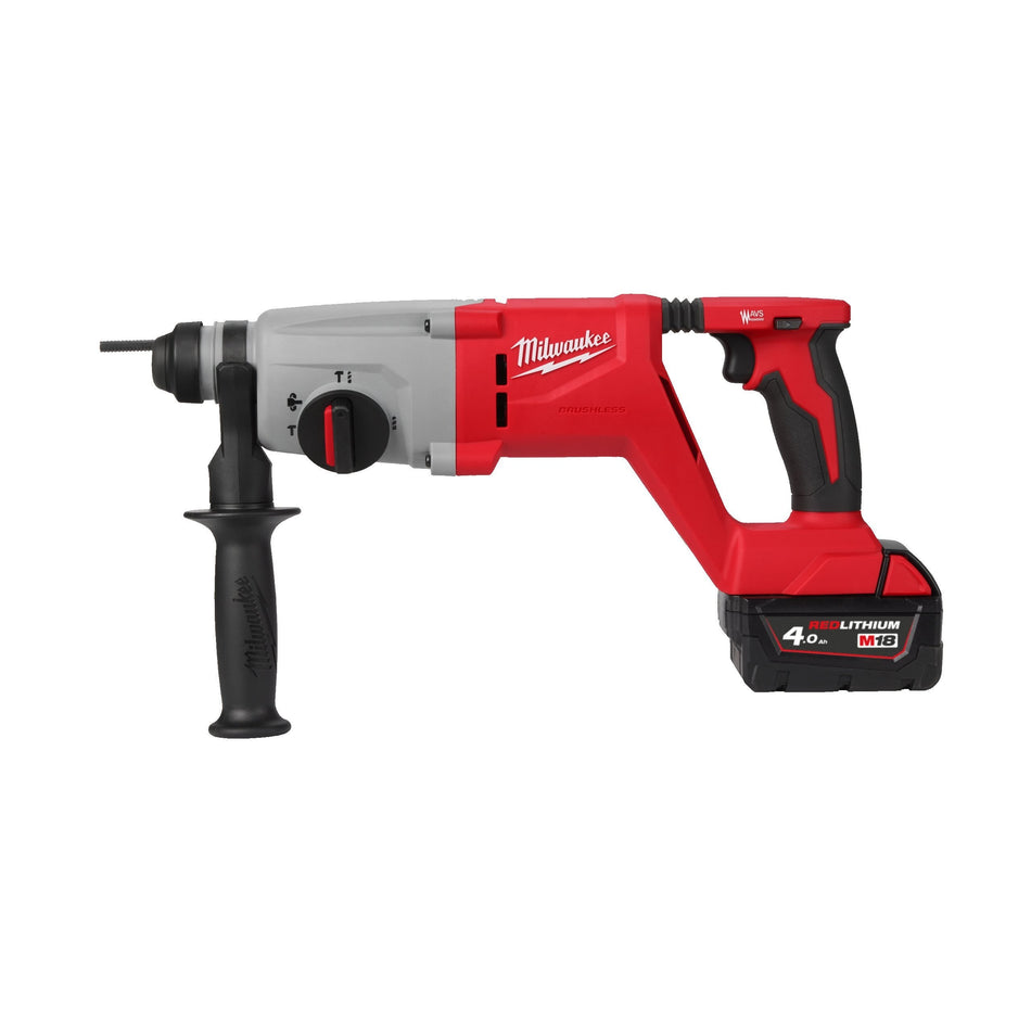 Martillo Combinado SDS-Plus 26mm M18 Sin Escobillas Empuñadura D con 2 Baterías 4.0Ah, Cargador y Maletín Milwaukee M18 BLHACD26-402X