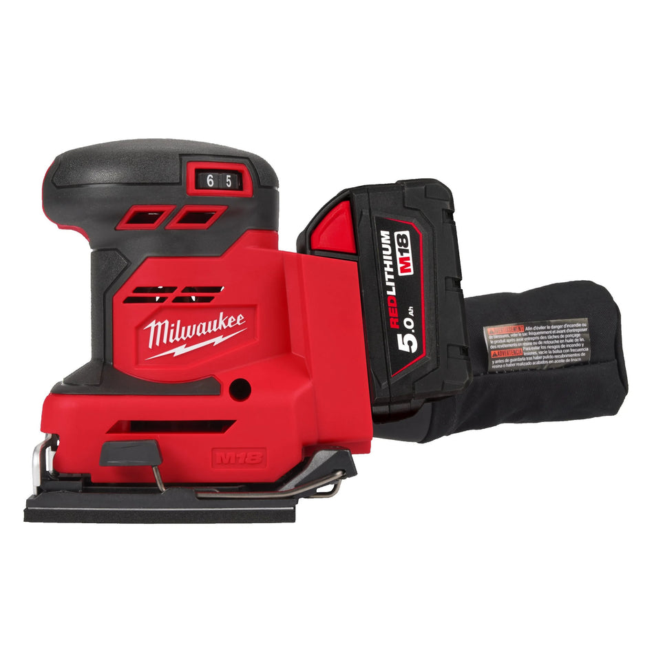 Lijadora orbital 1/4 M18 con 2 Baterías 5.0Ah, Cargador y Bolsa de transporte Milwaukee M18 BQSS-502B