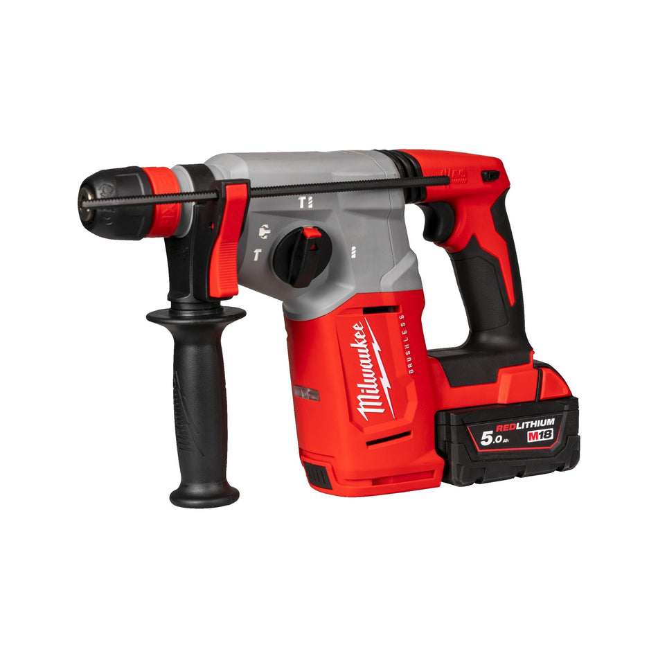 Martillo Combinado SDS-Plus 26mm M18 Sin Escobillas FIXTEC 2 Baterías 5.0Ah y Cargador con Maletín Milwaukee M18 BLHX-502X