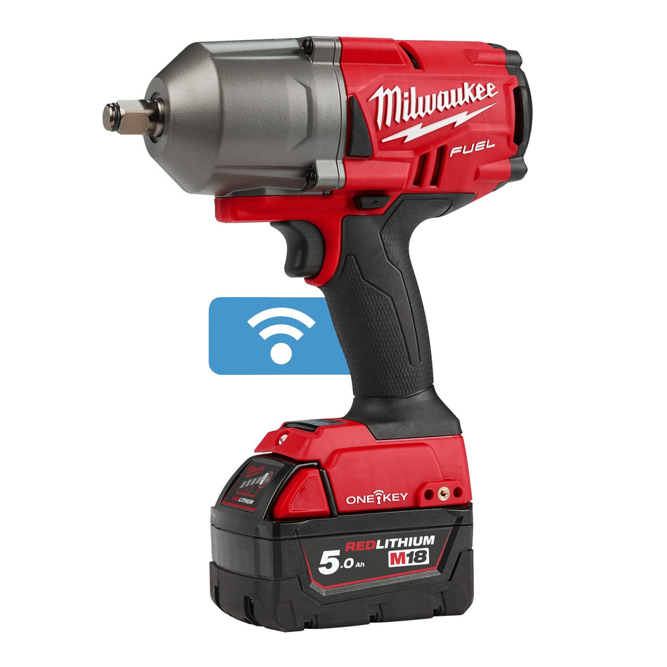 Llave de Impacto Alto Par 1/2 M18 FUEL ONE-KEY con 2 Baterías 5.0 Ah, Cargador Rápido y Maletín Milwaukee M18 ONEFHIWF12-502X